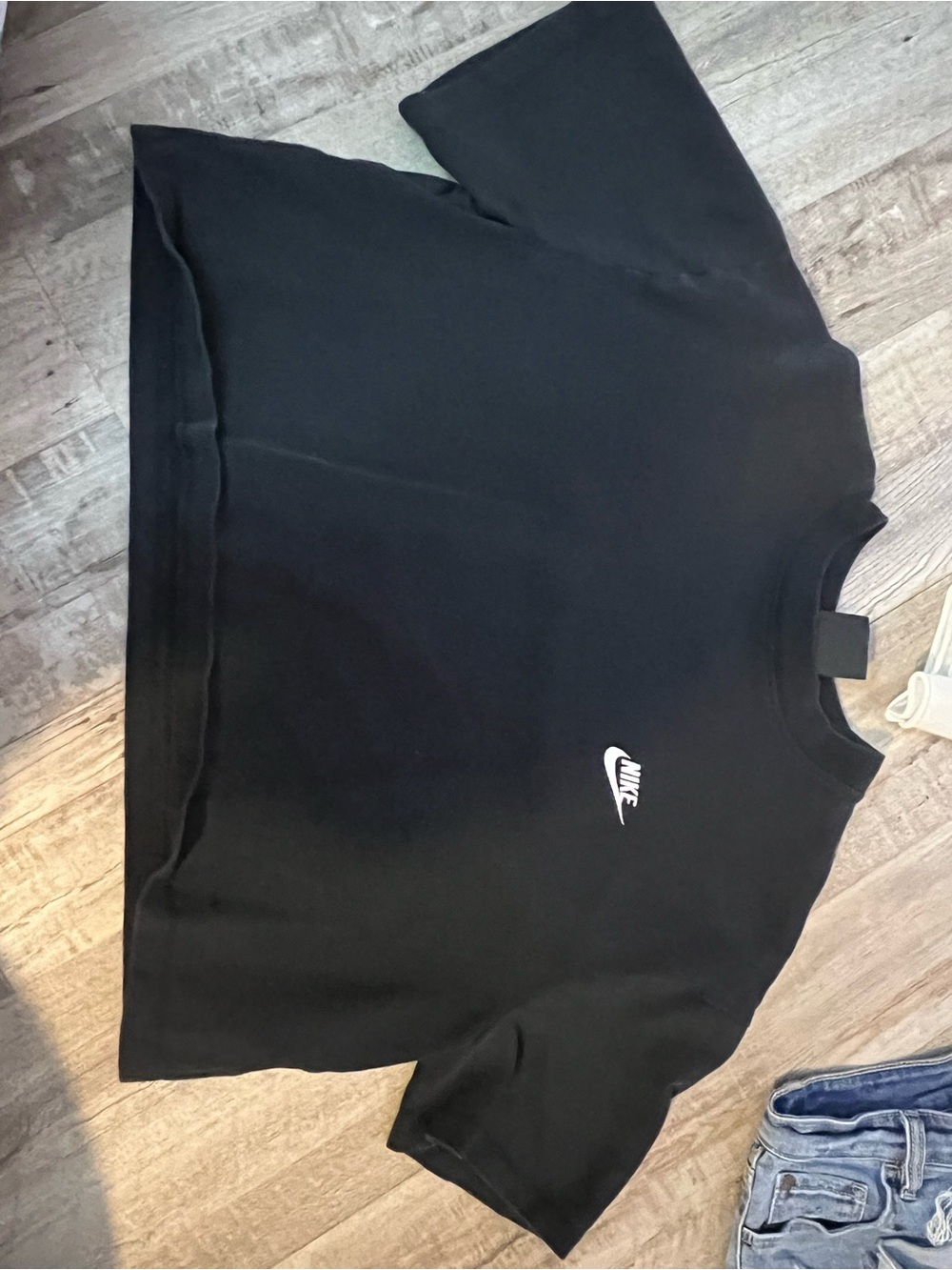 Nike Black Cropped Crewneck Logo Tee